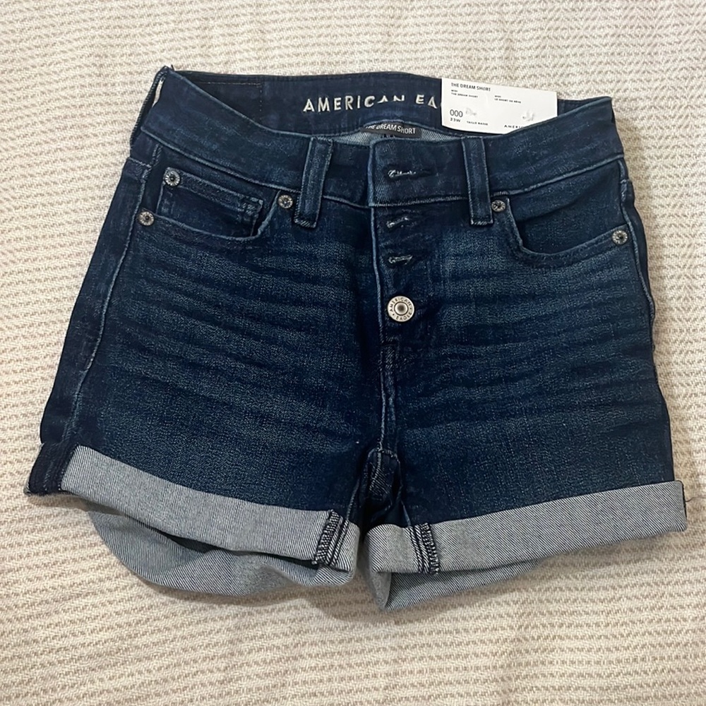 American eagle dream shorts, denim dark high rise